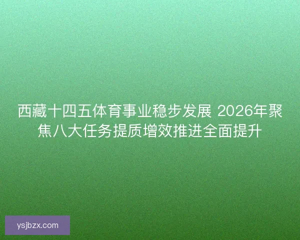西藏十四五体育事业稳步发展 2026年聚焦八大任务提质增效推进全面提升
